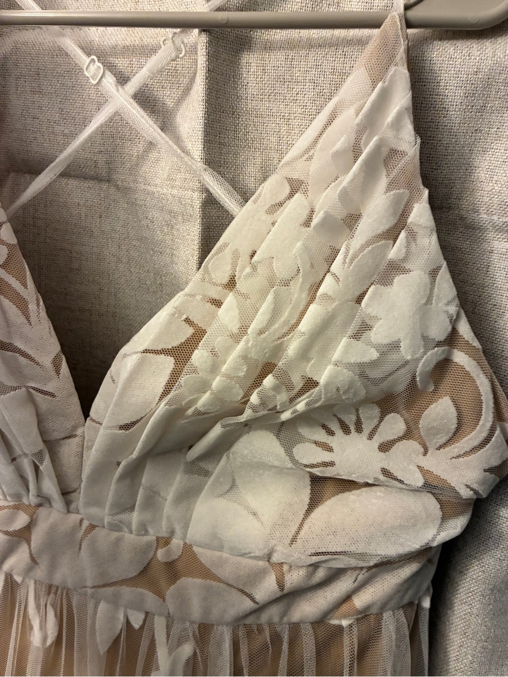 Windsor White Floral Lace Maxi Dress with Nude Lining - Picture 3 of 8